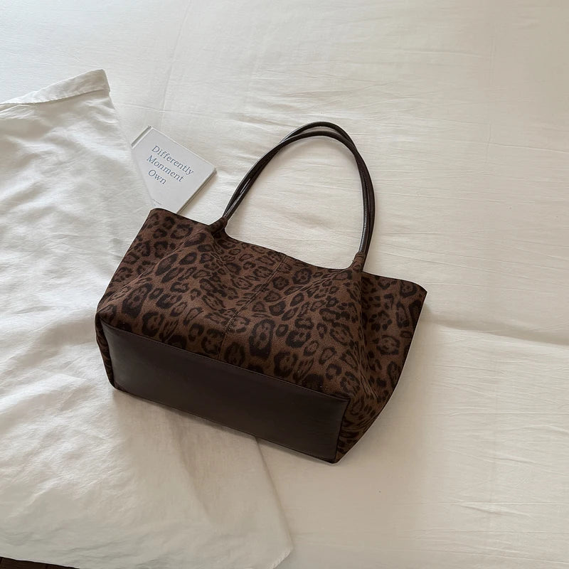 Women's Leopard Print Faux Leather Tote Shoulder Bag