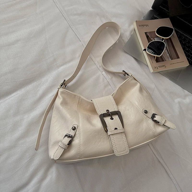 Women's PU Leather Hobo Underarm Shoulder Bag - Retro Style, Hasp Closure
