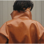 Women's Jacket Polyester Solid Stand Collar Open-Front Loose Full-Sleeve Casual Spring Autumn Outerwear