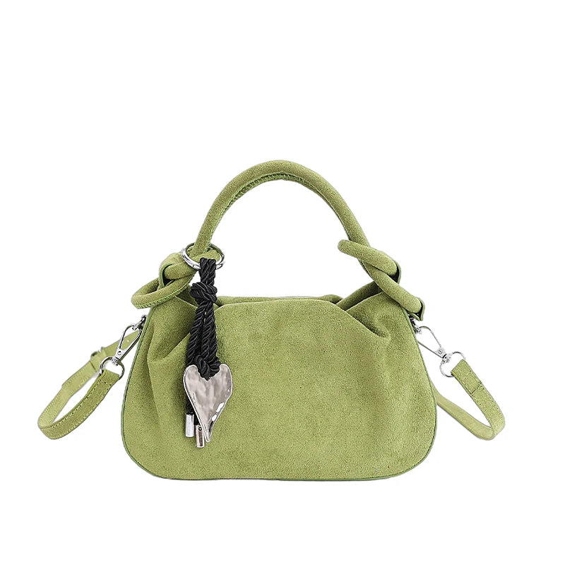 Women's Faux Suede Leather Crossbody Bag with Short Handle
