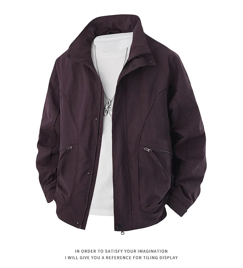 Men's Slim-Fit Zip-Up Baseball Collar Jacket