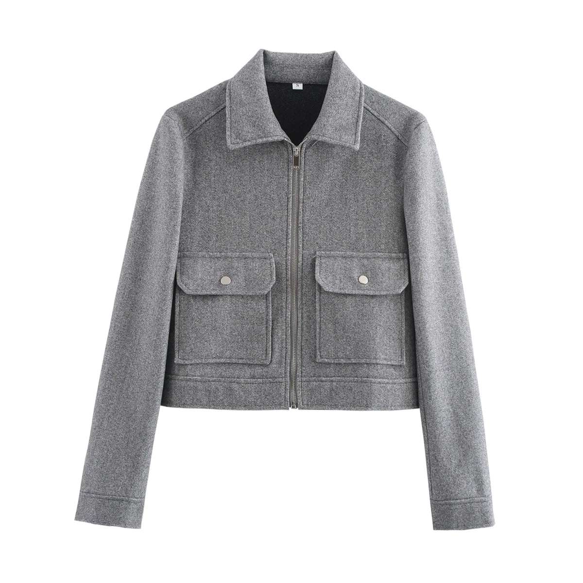 Women's Zipper Jacket Coat Winter Long Sleeve Pocket Outerwear Coat Short Street Elegant