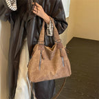 Women's Faux Leather Shoulder Bag with Zipper Closure