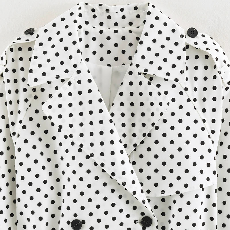 Women’s Polka Dot Double-Breasted Trench Coat