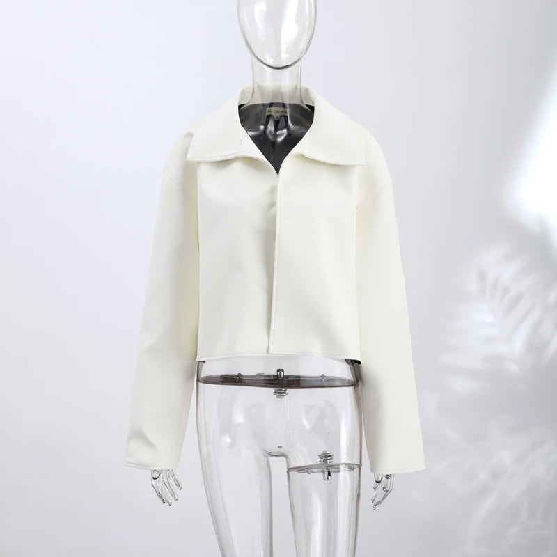 Women's Jacket Polyester Solid Stand Collar Open-Front Loose Full-Sleeve Casual Spring Autumn Outerwear
