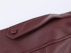 Women's Jacket Pebble Faux Leather Full-Sleeve Moto-Style Zipper Casual Coat