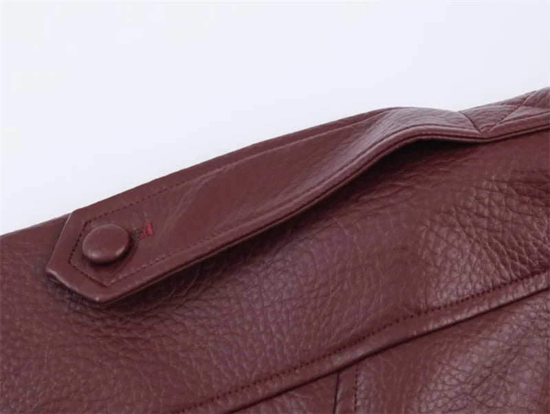 Women's Jacket Pebble Faux Leather Full-Sleeve Moto-Style Zipper Casual Coat