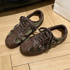 Women Retro Cross Buckle Sneakers - Cow Suede Casual Walking Shoes