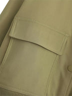 Women Fashion Solid Bomber Jackets Coat With Pockets V-Neck Single Breasted Long Sleeves