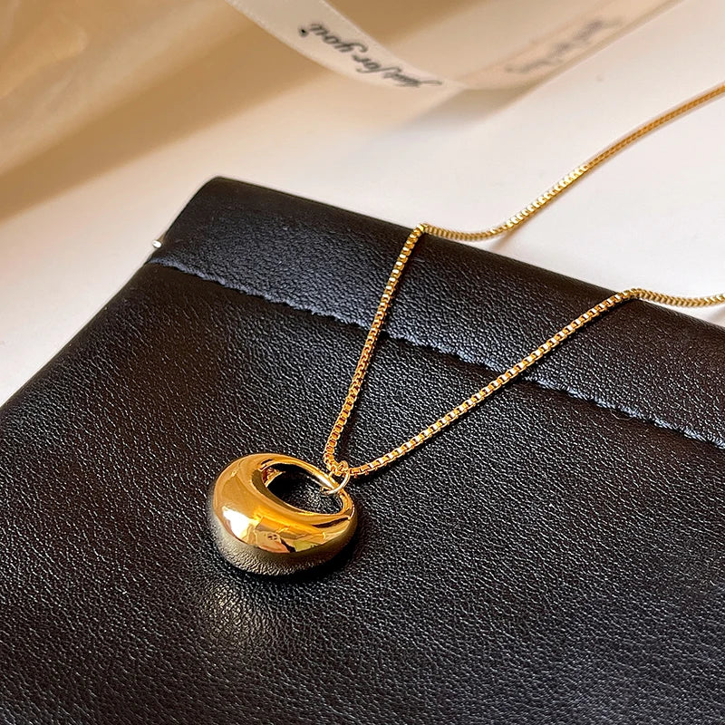 Women's Gold-Tone Circle Pendant Long Necklace