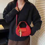 Women's Retro PU Leather Small Saddle Bag – Crossbody Shoulder Handbag with Pendant