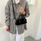Women's Small Boston-Style PU Crossbody Bag with Zipper