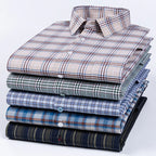 Plus Size 14XL 100%Cotton Long-Sleeve Shirts for Men Slim Fit Formal Plain Shirt Soft Plaid Striped Tops Office Elegants Clothes