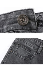 Men's Jeans Slim Straight Leg Mid-Rise Smart Casual Garment-Washed Denim Pants