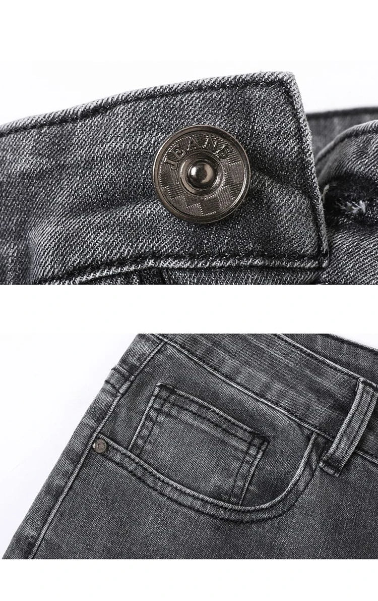 Men's Jeans Slim Straight Leg Mid-Rise Smart Casual Garment-Washed Denim Pants