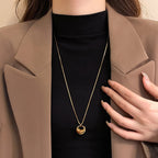 Women's Gold-Tone Circle Pendant Long Necklace