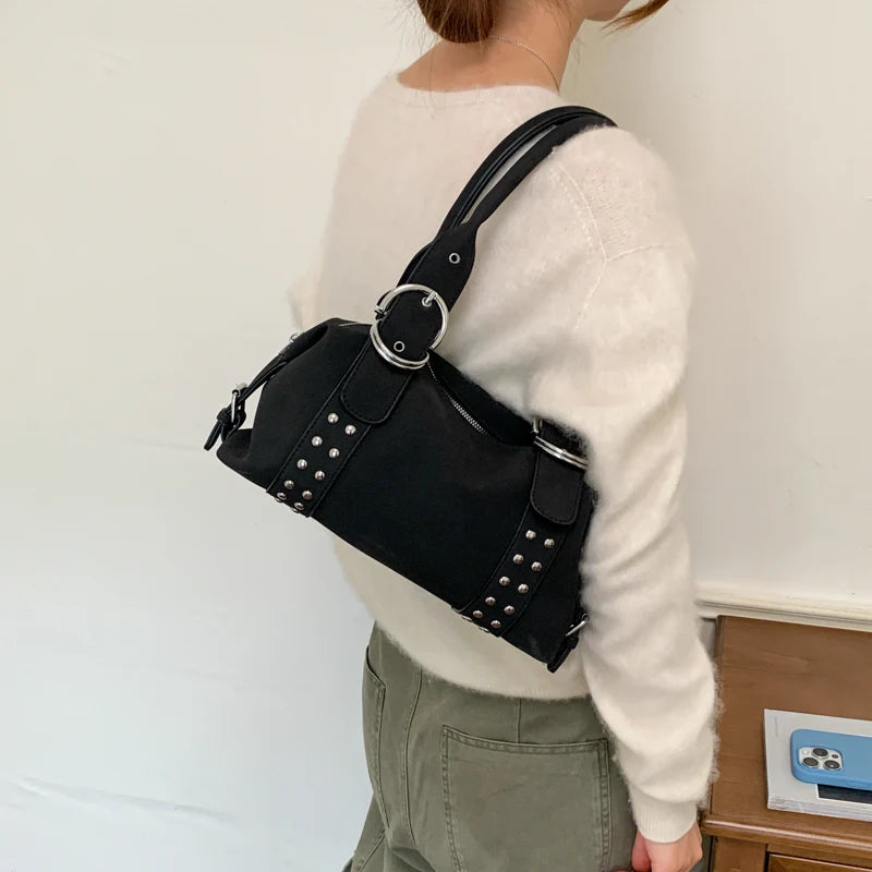 Women's Faux Leather Boston Shoulder Bag