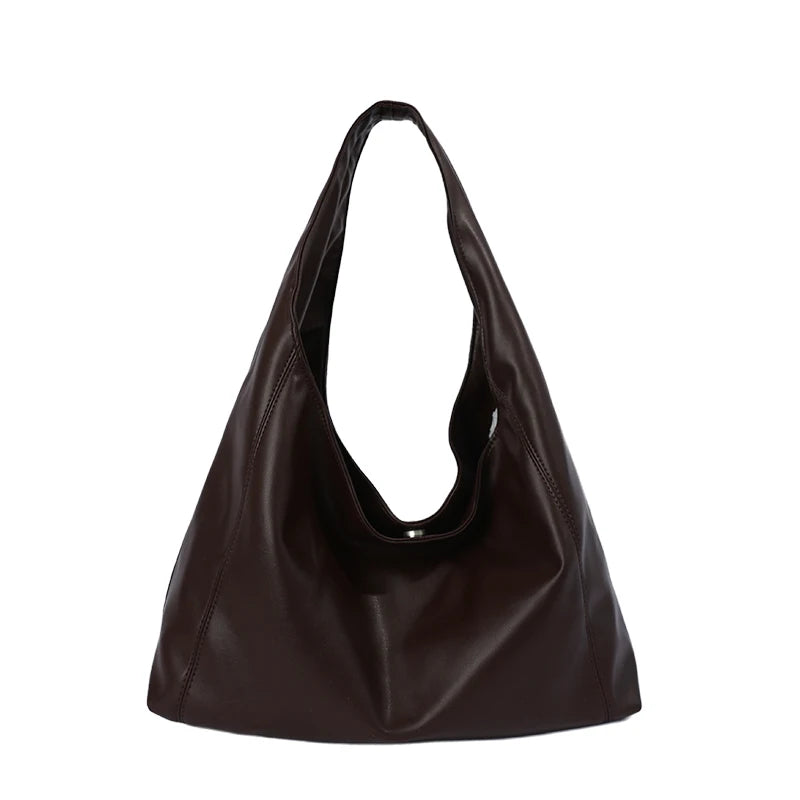 Women's Soft PU Leather Hobo Tote Bag – Hasp Closure, Water-Resistant, 37×25×11 cm