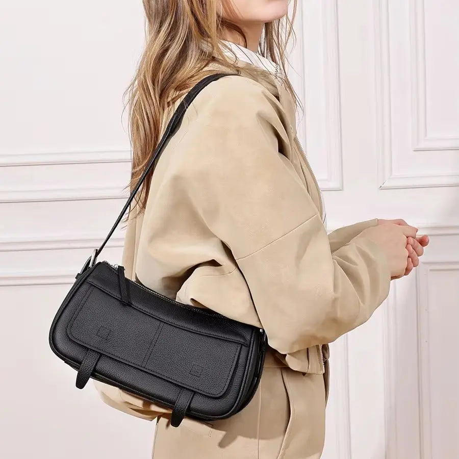 Women's Vintage Genuine Leather Crossbody Bag – Soft Cowhide Bowling Shoulder Bag