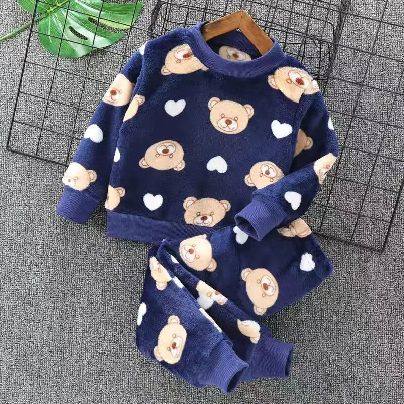 Toddler Fleece Clothing Set - Bear Hooded Vest & Pants 3PC