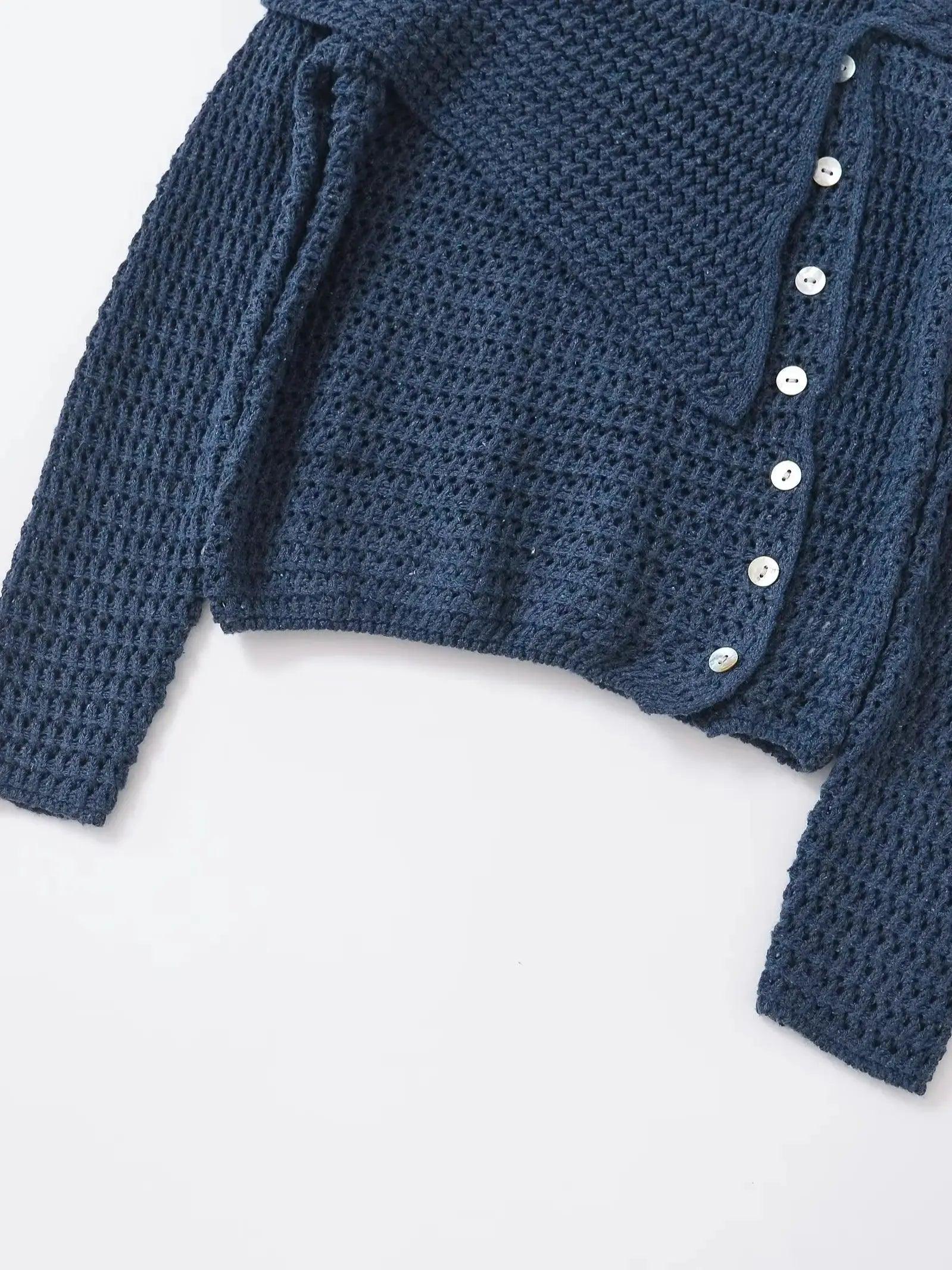 Knit Cardigan Lapel Neck Crossover Button Long Sleeve Sweater S9718f41cd30645dcb62c75424a9ee338P STYLEINGER