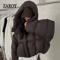 Women's Cropped Hooded Puffer Jacket with Pockets
