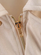 Women's Suede Textured Bomber Jacket Long Sleeve Lapel Collar Loose Coats Casual Outerwear