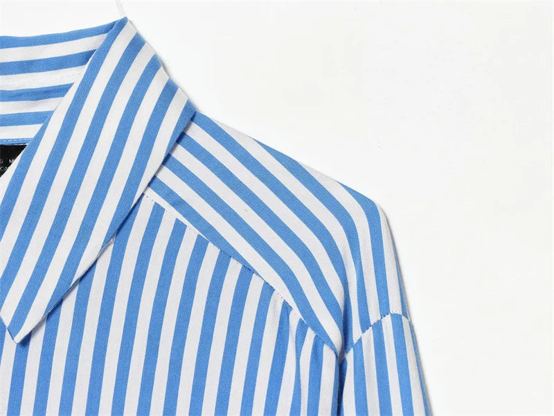 Women's Shirt 2026 Fashion Bow-tie Striped Top Long Sleeve Elegance Chic Daily
