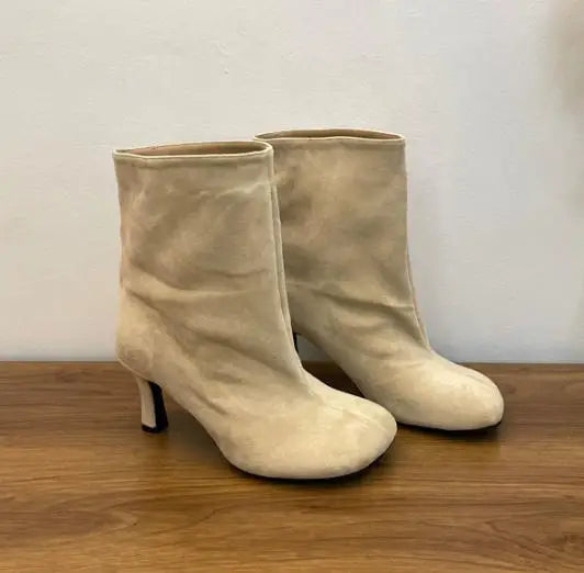 Women's Faux Suede Square Toe Knee-High Boots