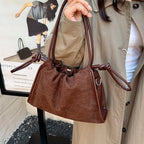 Women's Soft PU Tote Shoulder Bag with Hasp Closure