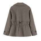 Women's Plaid Trench Coat Single-Button Casual Fashion Autumn Outwear