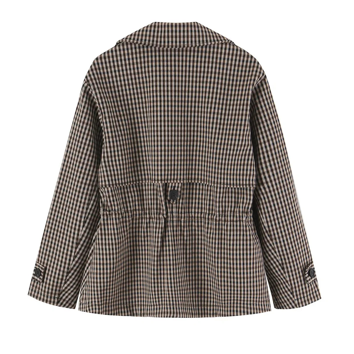 Women's Plaid Trench Coat Single-Button Casual Fashion Autumn Outwear