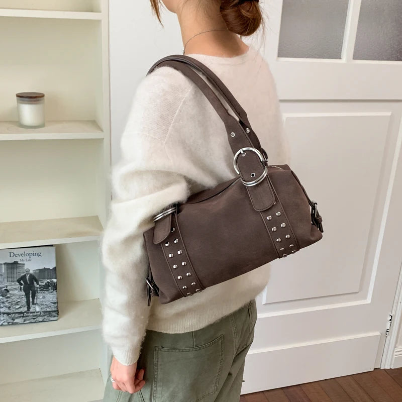 Women's Faux Leather Boston Shoulder Bag