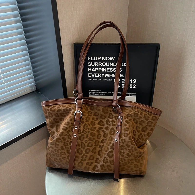 Leopard Tote Shoulder Bag – Large Capacity, Casual