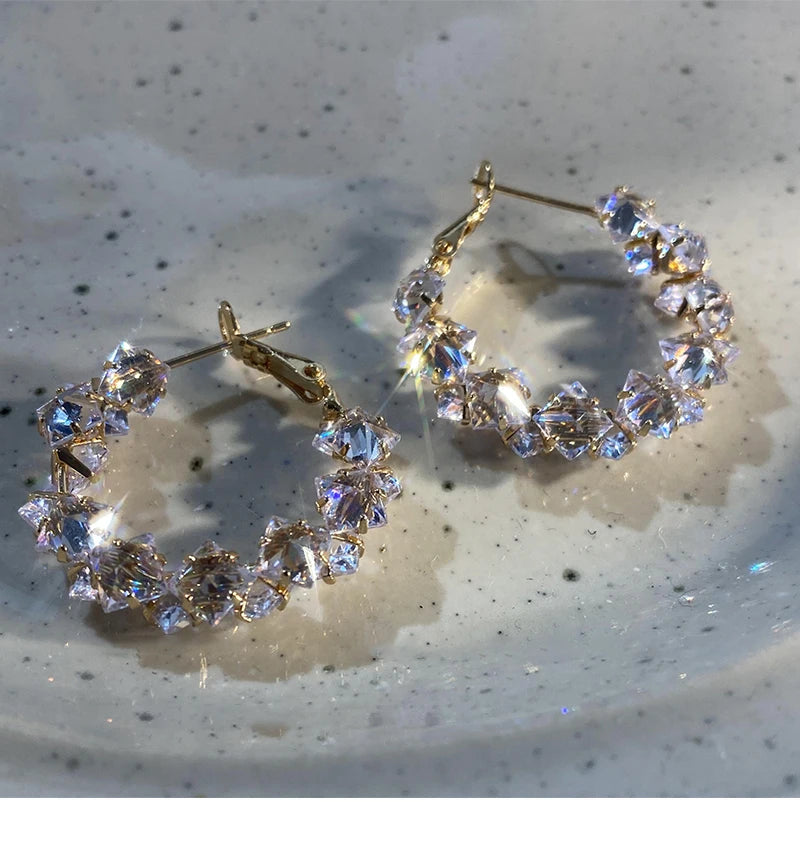 Women's Gold-Tone Cubic Zirconia Hoop Earrings