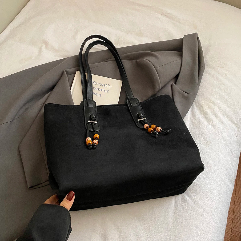 Women's Soft Faux Leather Tote Shoulder Bag with Zipper Closure