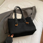 Women's Soft Faux Leather Tote Shoulder Bag with Zipper Closure