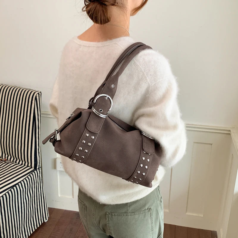 Women's Faux Leather Boston Shoulder Bag