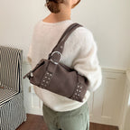 Women's Faux Leather Boston Shoulder Bag