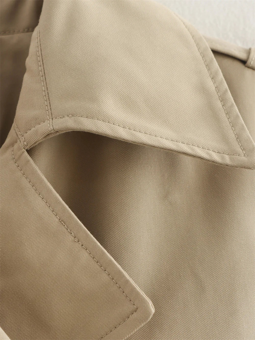 Women's Cropped Trench Coat Autumn Jacket Women Streetwear Double Breasted Long Sleeve