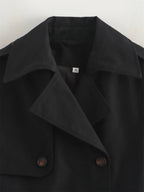 Women's Cropped Trench Coat Autumn Jacket Women Streetwear Double Breasted Long Sleeve