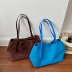 Women's Tote Bag Vintage Soft Faux-Suede Zipper Shoulder Bag with Phone Pocket