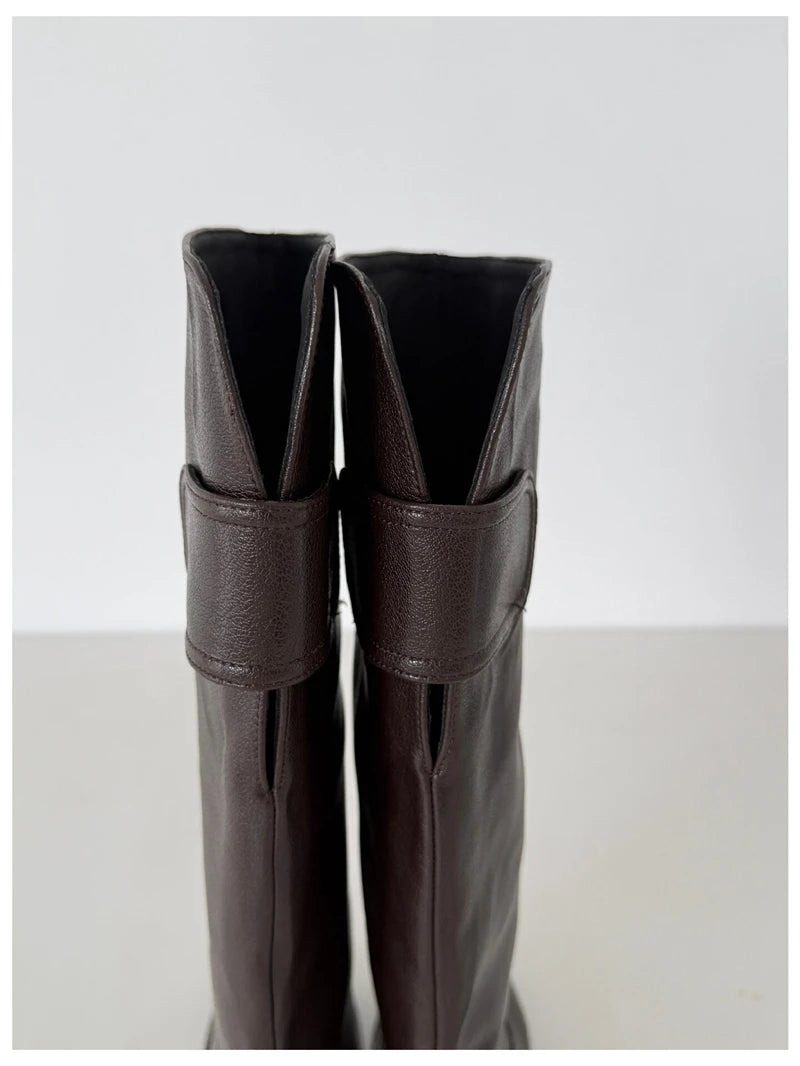 Women's Square Toe Knee-High Boots with Slim Heels