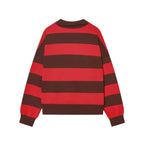 Women's Striped Polo Sweater Casual Long Sleeve Loose Pullover
