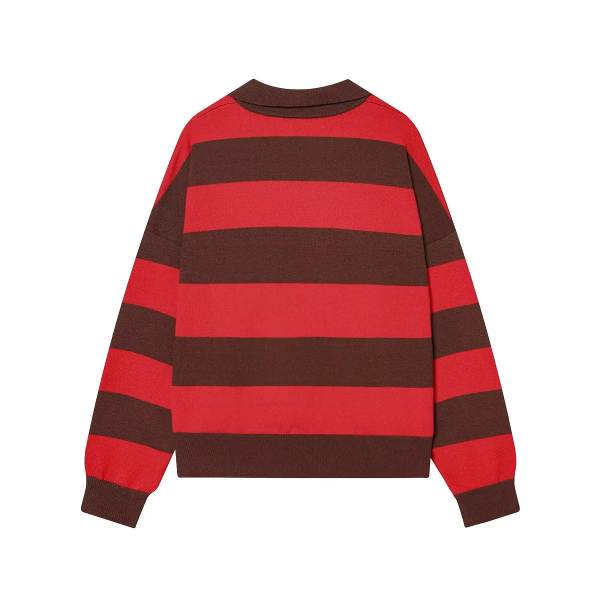 Women's Striped Polo Sweater Casual Long Sleeve Loose Pullover