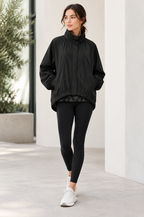 Women's Jacket Solid Casual Loose Stand Collar Full-Zip Full-Sleeve Regular Length Outerwear Coat