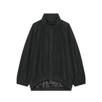 Women's Jacket Solid Casual Loose Stand Collar Full-Zip Full-Sleeve Regular Length Outerwear Coat