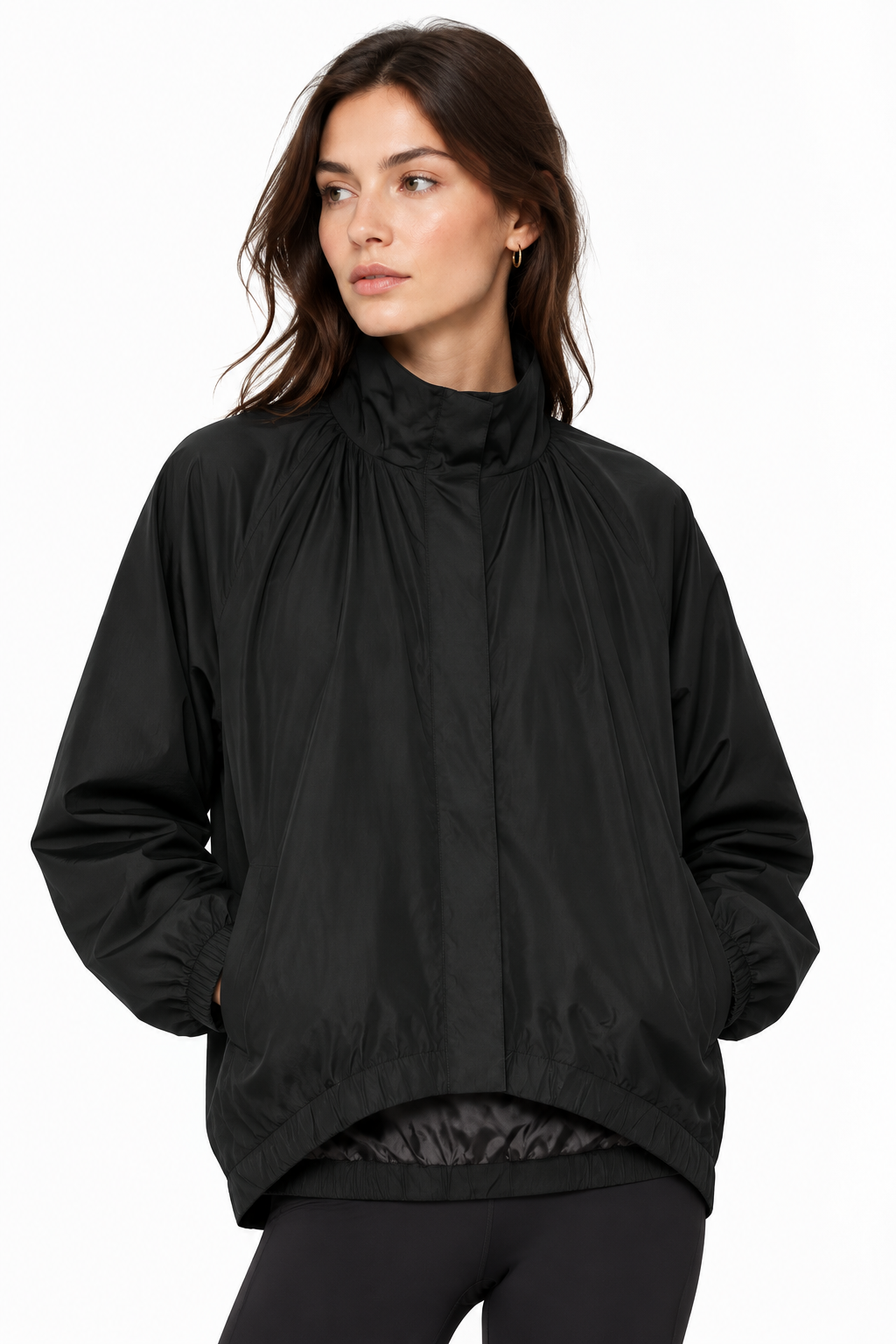 Women's Jacket Solid Casual Loose Stand Collar Full-Zip Full-Sleeve Regular Length Outerwear Coat