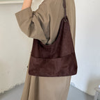 Women's Hobo Bag Vintage Large-Capacity Soft Faux-Suede Hasp Shoulder Bag with Phone Pocket