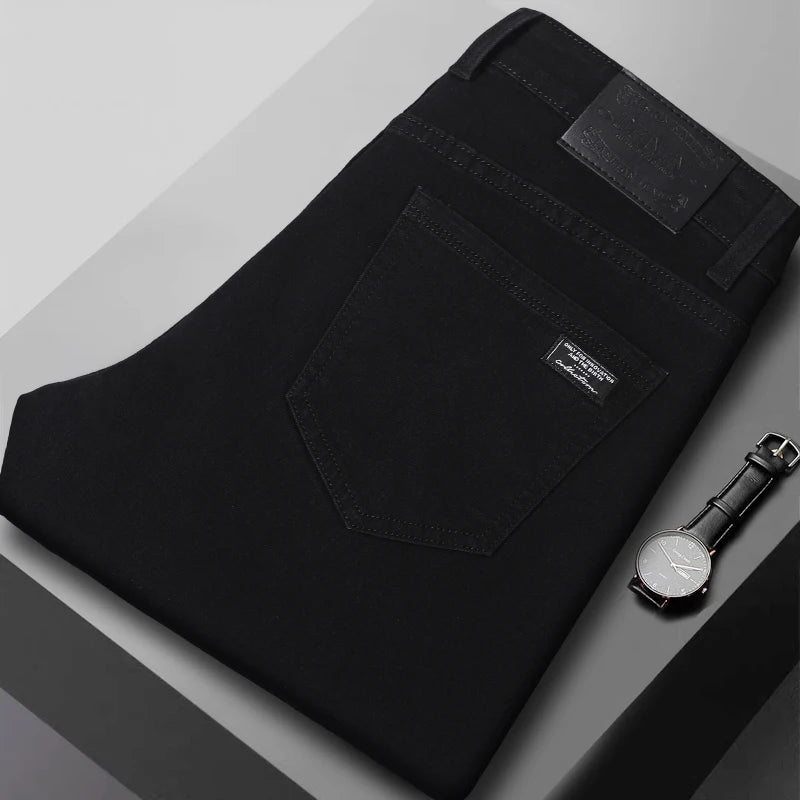 Men's Jeans Slim Straight Leg Mid-Rise Smart Casual Garment-Washed Denim Pants